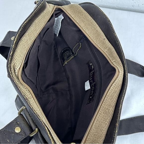 Burton Canvas and Vegan Leather Satchel Shoulder Bag Purse - Picture 8 of 15